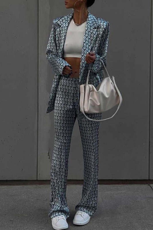 Casual Street Animal Print Patchwork Turndown Collar Long Sleeve Two Pieces