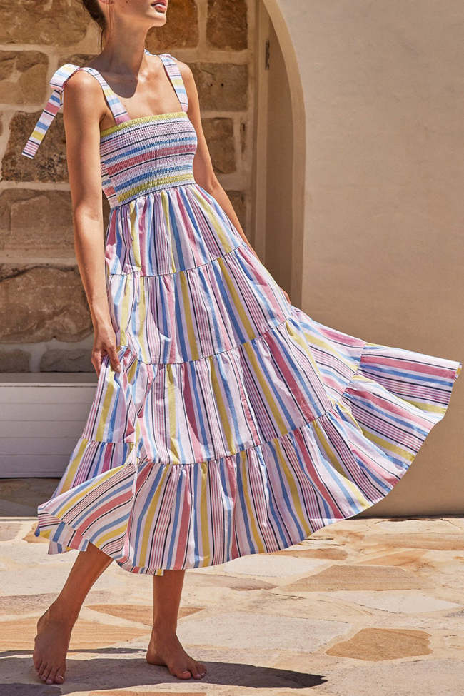 Fashion Street Patchwork Spaghetti Strap Strap Dresses main image 1