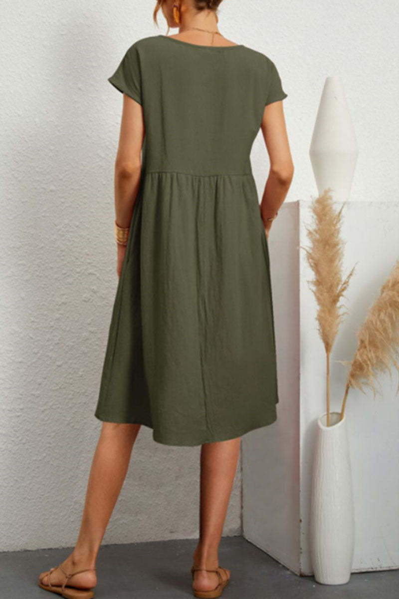 Fashion Casual Striped Print Patchwork O Neck A Line Dresses(5 Colors)