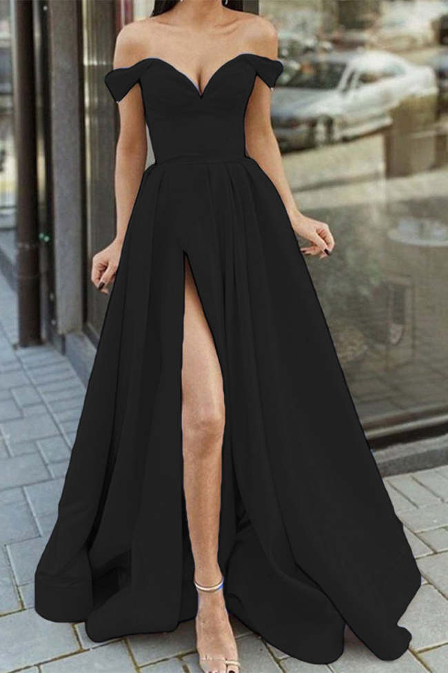 Elegant Formal Solid Solid Color V Neck Evening Dress Dresses(5 Colors)