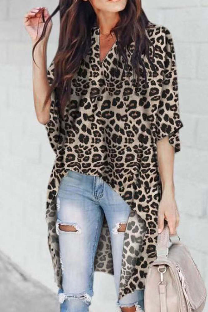 Fashion Sexy Camouflage Print Patchwork V Neck Tops