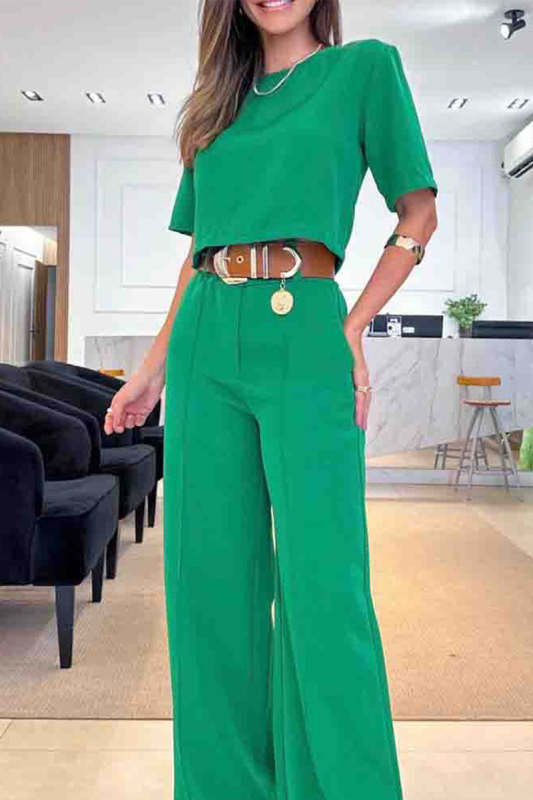 Casual Solid Solid Color Short Sleeve Two Pieces