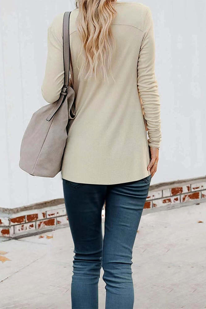 Fashion Casual Solid Patchwork Buttons V Neck T-Shirts(6 Colors)