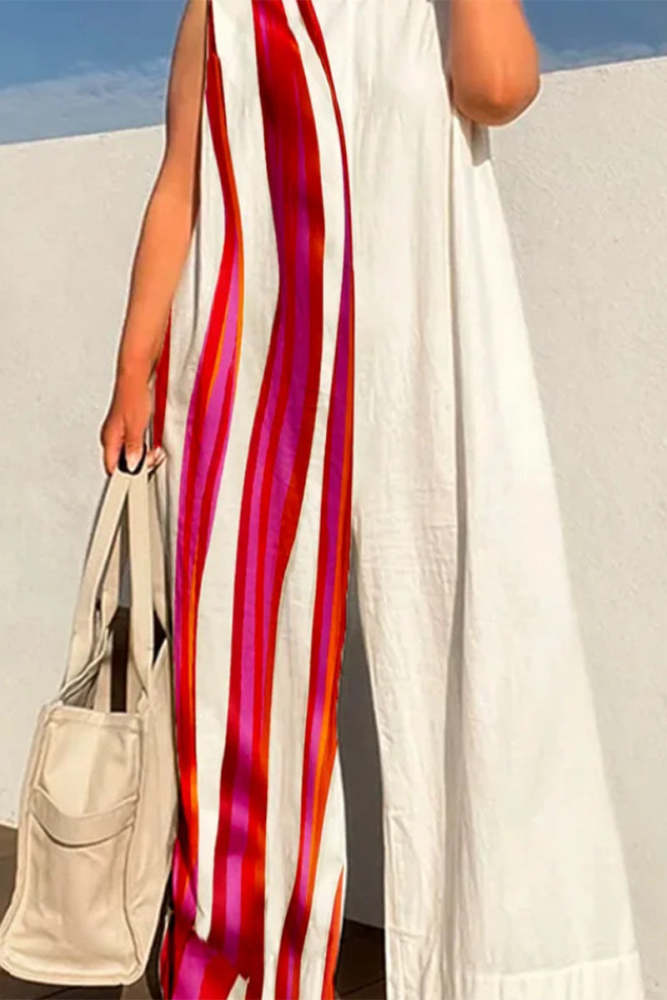 Casual Street Print O Neck Loose Jumpsuits(5 Colors)