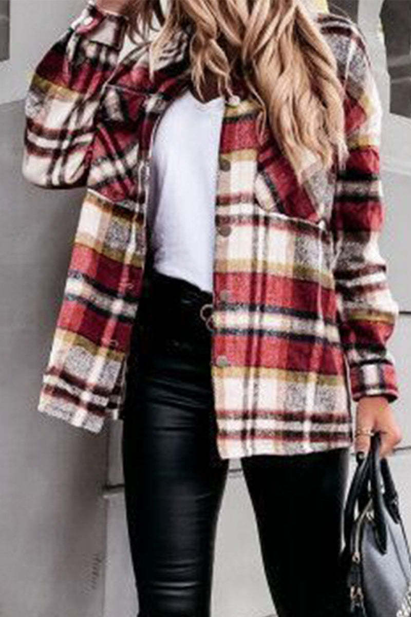 Casual Plaid Turndown Collar Dresses