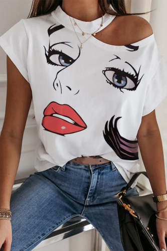 Fashion Casual V-neck Printed T-shirt