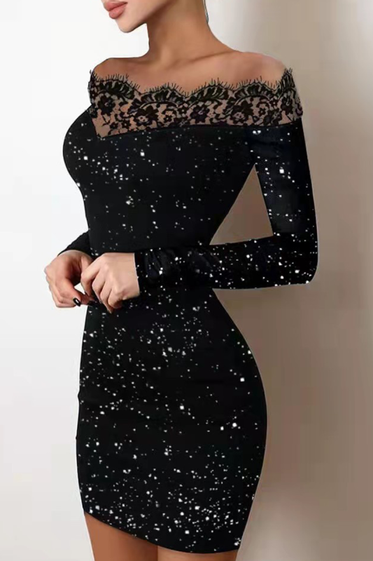 Sexy Bronzing Patchwork Off the Shoulder Pencil Skirt Dresses(6 Colors)