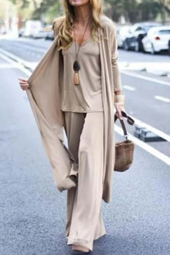 Casual Street Solid Solid Color V Neck Long Sleeve Two Pieces(4 Colors)