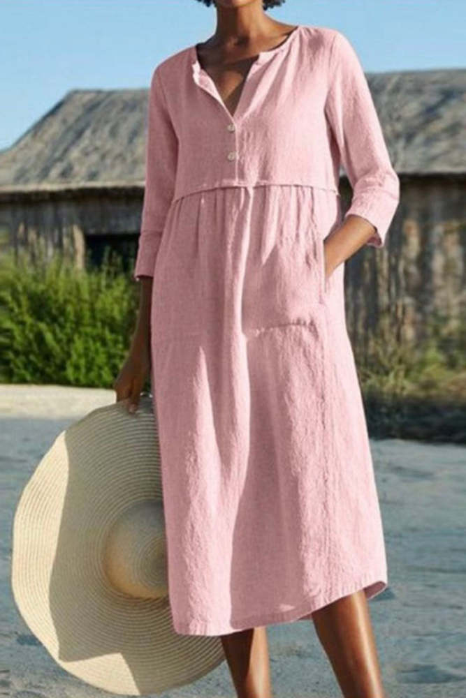 Street Solid Slit O Neck A Line Dresses main image 1