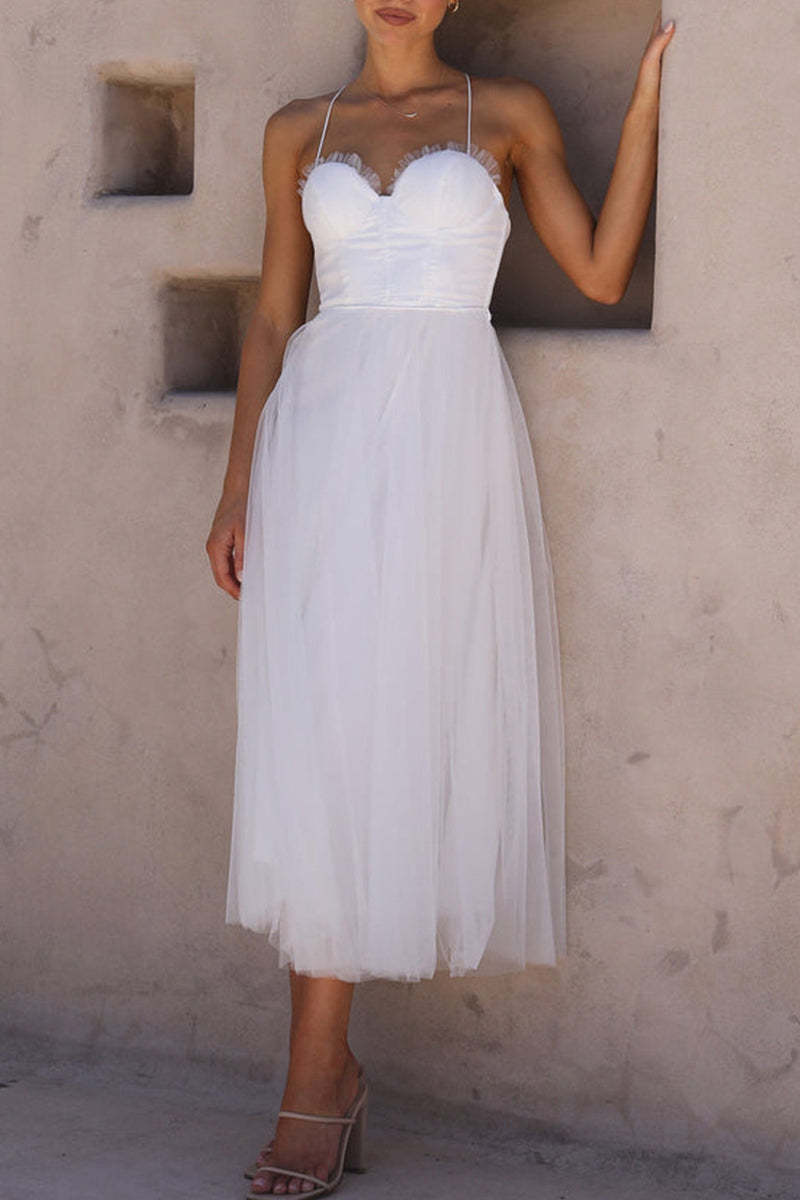 Sweet Elegant Solid Patchwork Half A Turtleneck Princess Dresses main image 1