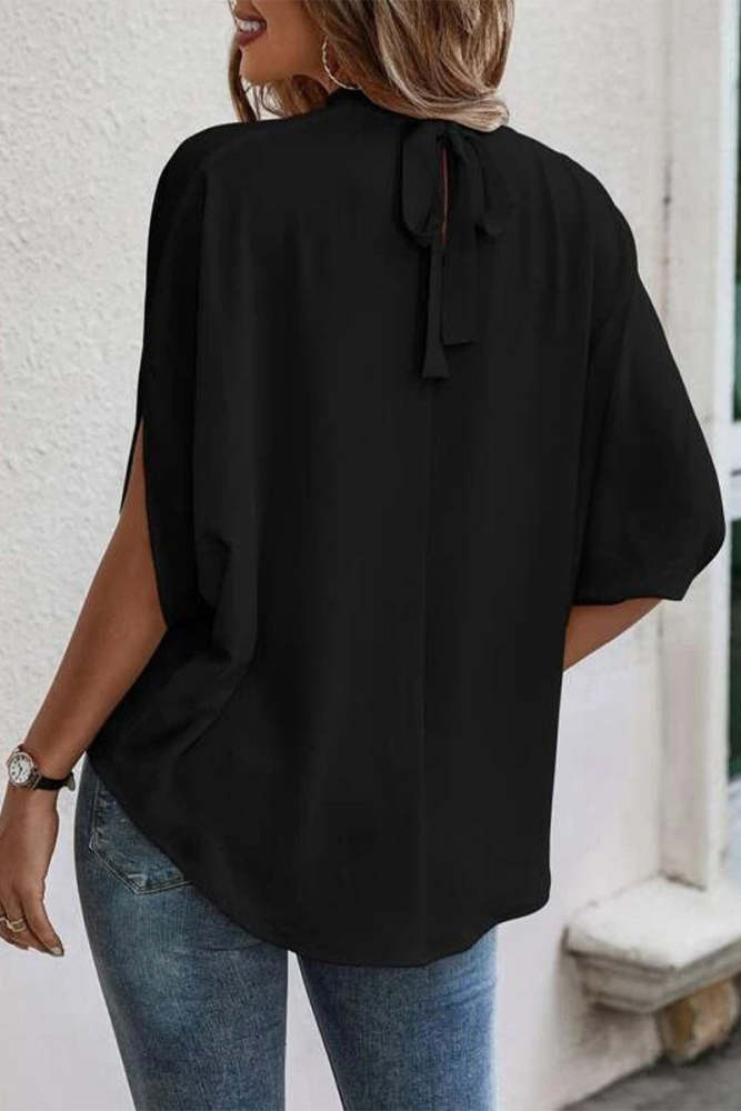Work Elegant Print Patchwork O Neck Tops
