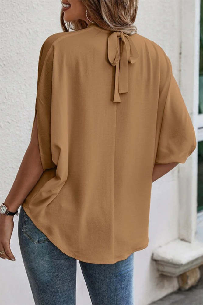 Work Elegant Print Patchwork O Neck Tops