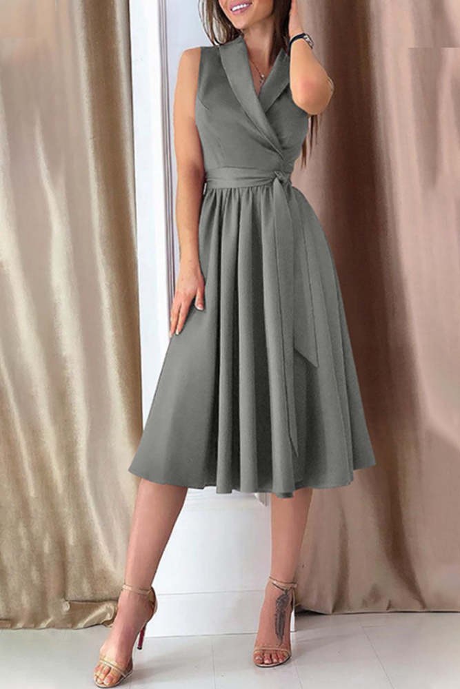 Sexy Solid Frenulum Fold V Neck Sling Dress Dresses(4 Colors)