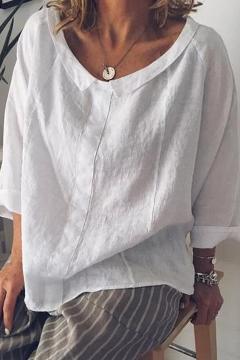 Casual Striped Split Joint Contrast V Neck Tops(5 Colors) main image 1