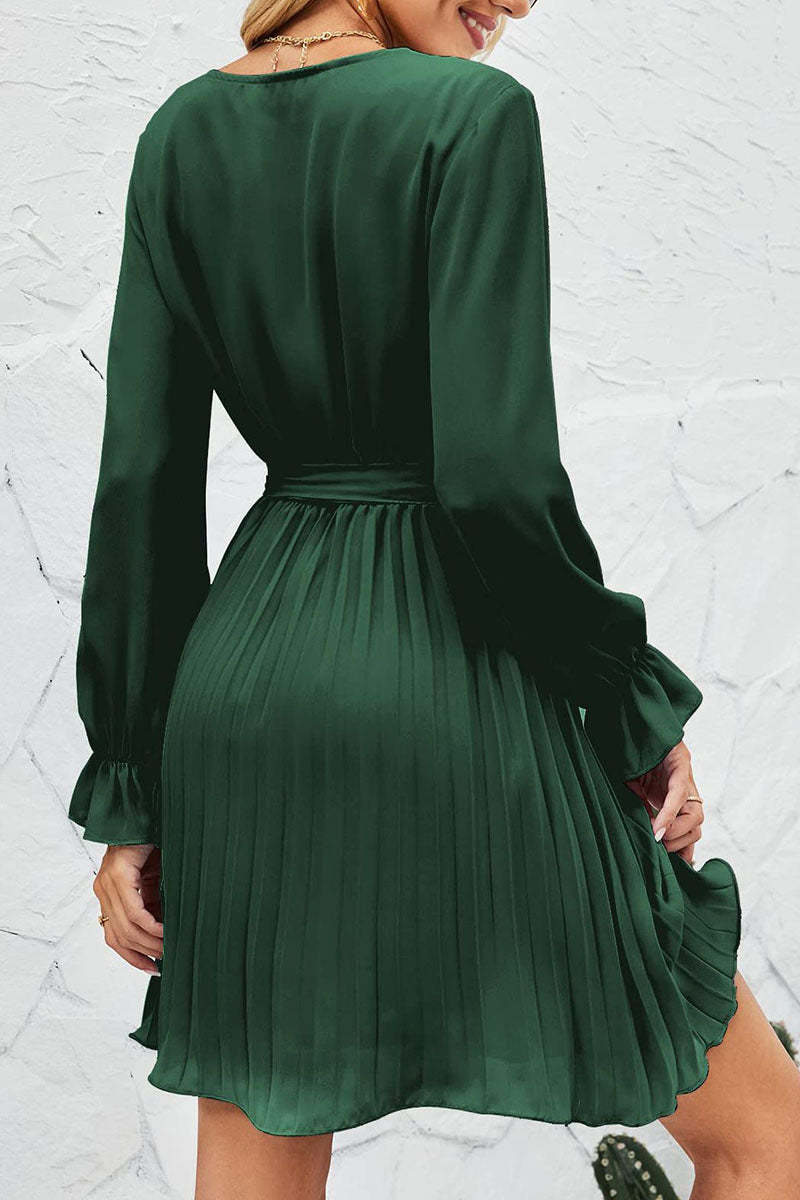 Elegant Gradual Change Patchwork Frenulum V Neck Printed Dress Dresses main image 1