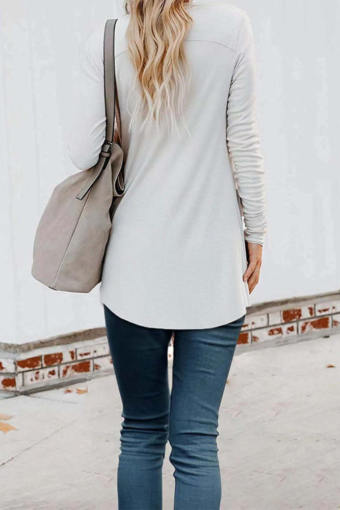 Fashion Casual Solid Patchwork Buttons V Neck T-Shirts(6 Colors)