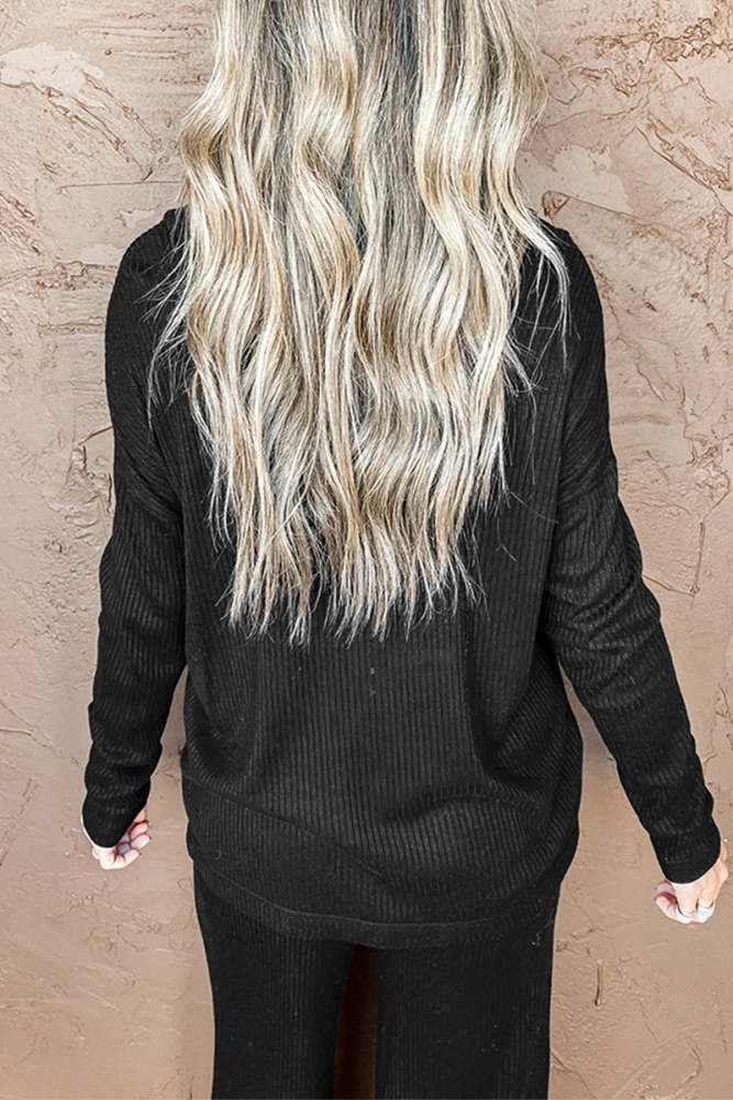 Casual Solid Patchwork Turtleneck Long Sleeve Two Pieces(3 Colors)