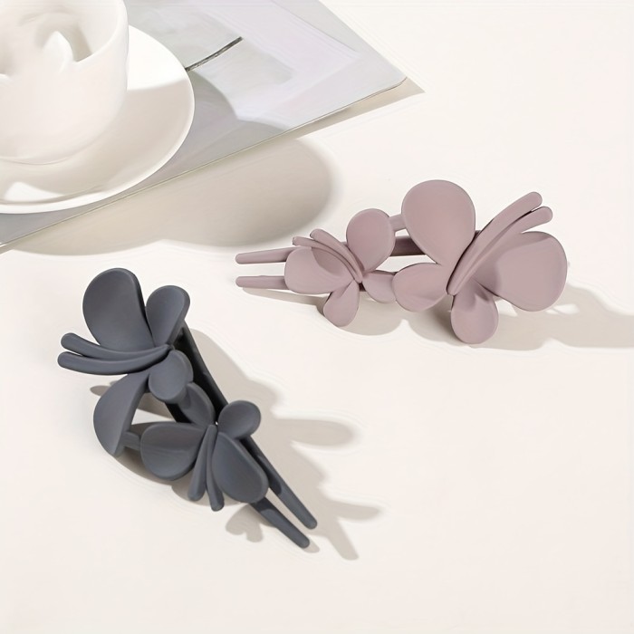 Frosted Plastic Butterfly Hair Clip Solid Color Vintage Barrettes Women Hair Accessories