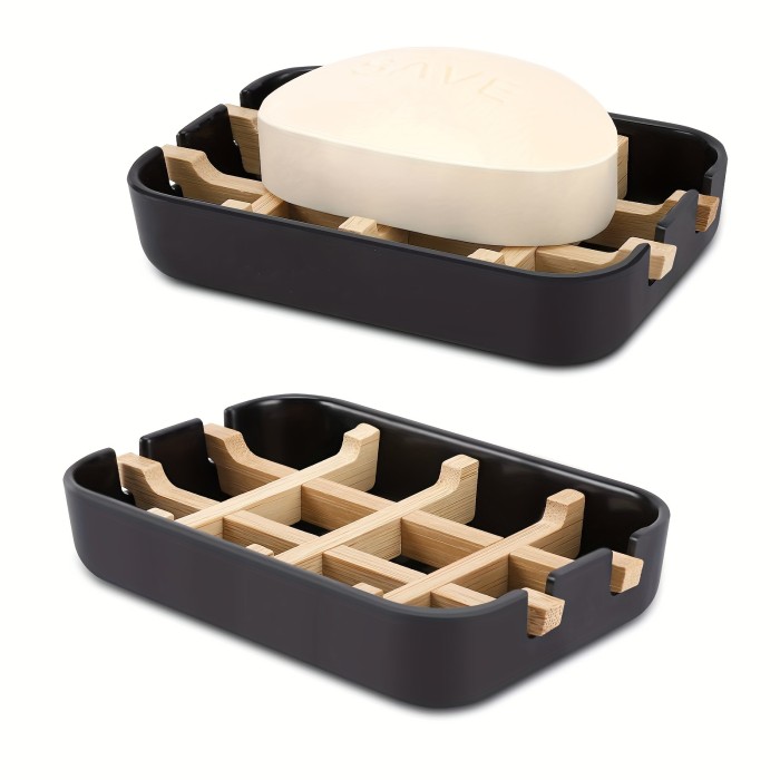 2pcs Wooden Soap Dishes For Bar Soap, Bathroom Soap Dish, Bathtub Shower Soap Tray, Bamboo Soap Dishes Holder, Sink Drain Soap Case