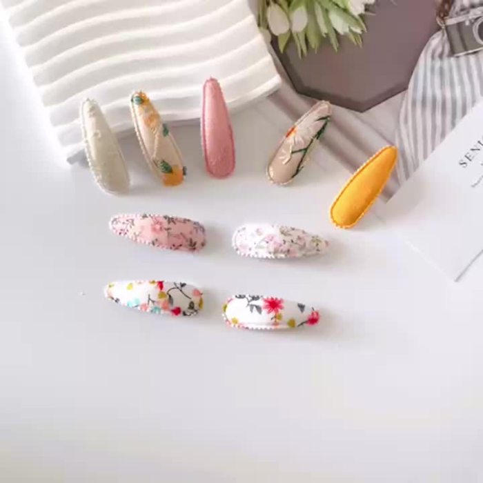 18pcs Floral Print Hair Clips - Non Slip Wrapped Snap Hairpins - Triangle Barrettes - Fantasy Decorative Hair Accessories For Baby Girls & Toddlers