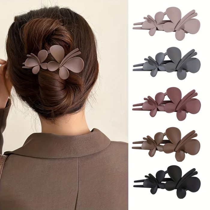 Frosted Plastic Butterfly Hair Clip Solid Color Vintage Barrettes Women Hair Accessories