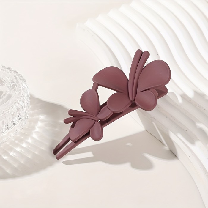 Frosted Plastic Butterfly Hair Clip Solid Color Vintage Barrettes Women Hair Accessories