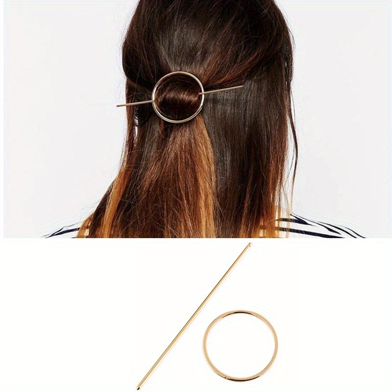1pc Minimalist Golden Hair Accessories - Brass Hair Clip - Round Barrette - Hair Pin - Golden Hair Slide - Geometric Hair Clip