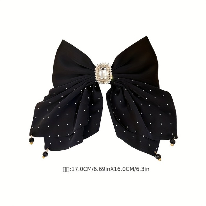 Large Bowknot Crystal Rhinestone Hair Clip Ponytail Decoration Headwear Hair Accessories Jewelry
