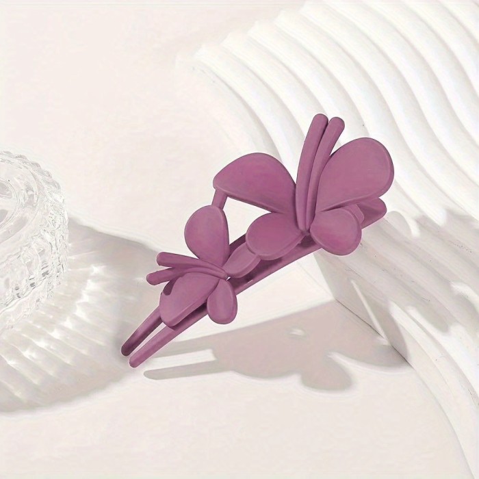 Frosted Plastic Butterfly Hair Clip Solid Color Vintage Barrettes Women Hair Accessories