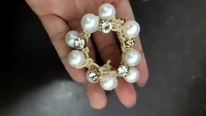 Faux Pearl Hair Ties Rhinestone Elastic Hair Scrunchies Elegant Hair Accessories For Women Girls