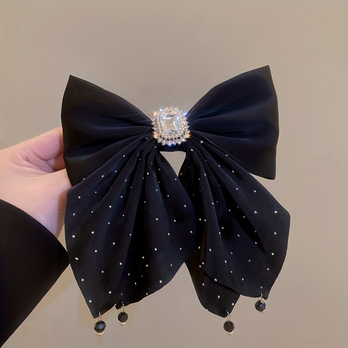 Large Bowknot Crystal Rhinestone Hair Clip Ponytail Decoration Headwear Hair Accessories Jewelry