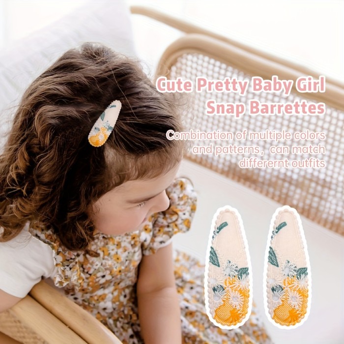 18pcs Floral Print Hair Clips - Non Slip Wrapped Snap Hairpins - Triangle Barrettes - Fantasy Decorative Hair Accessories For Baby Girls & Toddlers
