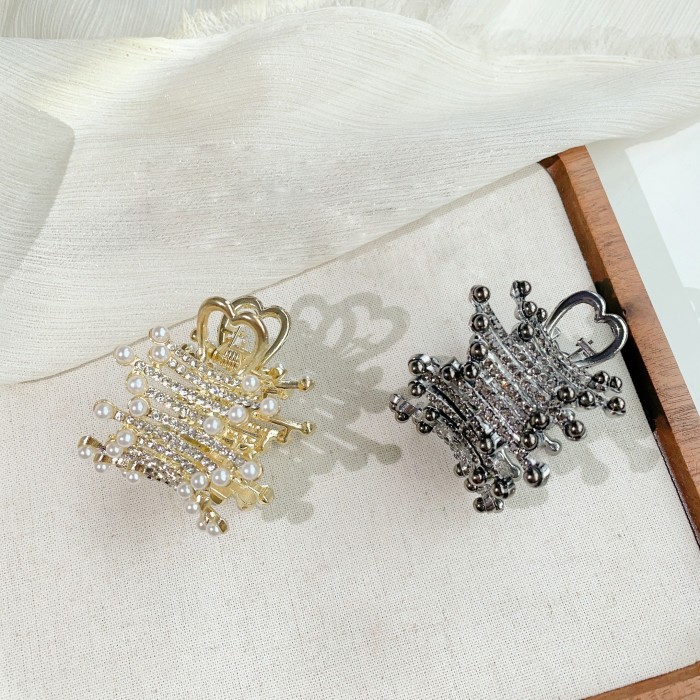 Crown Hair Clip Rhinestone Claw Clips For Ponytail Holder, Alloy Crown Fixed Hairpin, Shining Crystal Hair Clips Hair Accessories Women