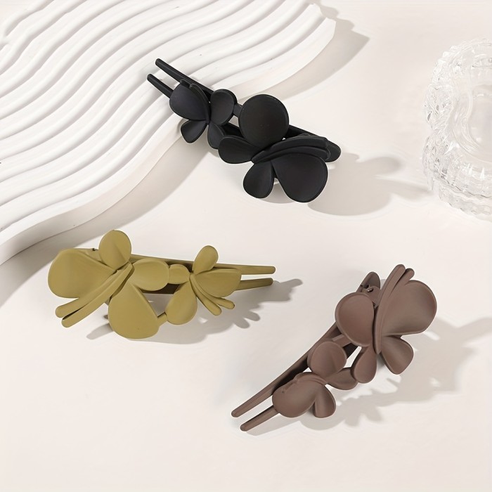 Frosted Plastic Butterfly Hair Clip Solid Color Vintage Barrettes Women Hair Accessories
