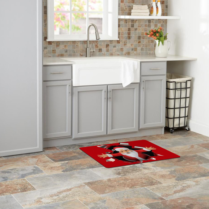 1pc Santa Claus Floor Mat, Household Non-slip Floor Mat, Home Bedroom Door Absorbent Mat, Bathroom Quick-drying Floor Mat