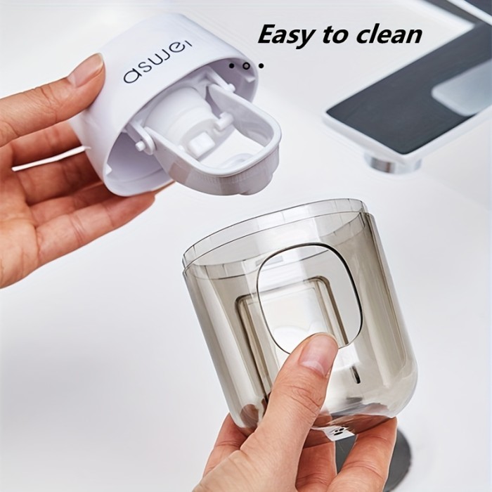 Upgrade Your Bathroom with This Automatic Hands-Free Toothpaste Dispenser & Wall Mounted Holder!