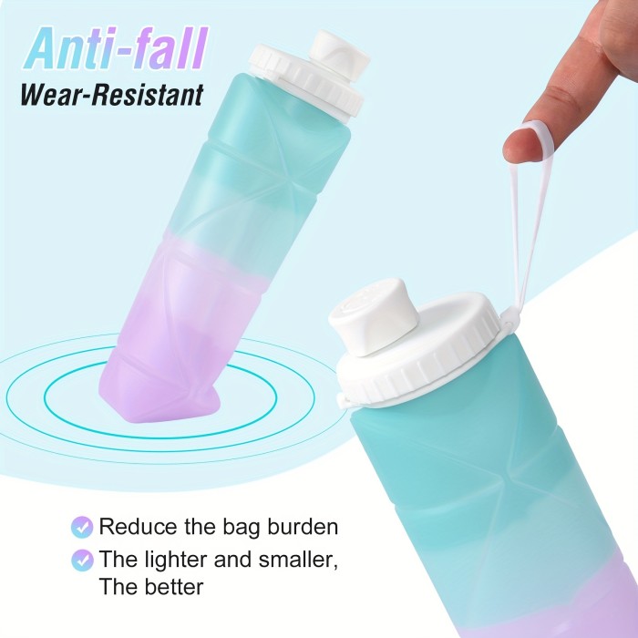 1pcs 20oz\u002F600ml Durable Collapsible Silicone Water Bottles Foldable Silicone Travel Water Bottle With Box For Gym Camping Hiking Travel