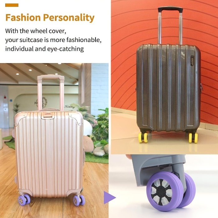 10\u002F8 Packs Luggage Suitcase Wheels Cover, Wheel Cover For Office Wheelchair, Noise Reduction Wheels Cover Office Chair, Travel Accessories