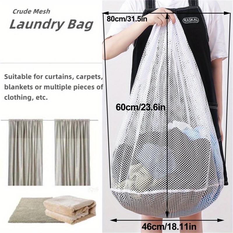 1pc Mesh Laundry Bag, Machine Washable Drawstring Design Travel Mesh Laundry Wash Bags For Blouse, Hosiery, Stockings, Underwear (4 Sizes) 80x60cm\u002F23.62inchx31.49inch