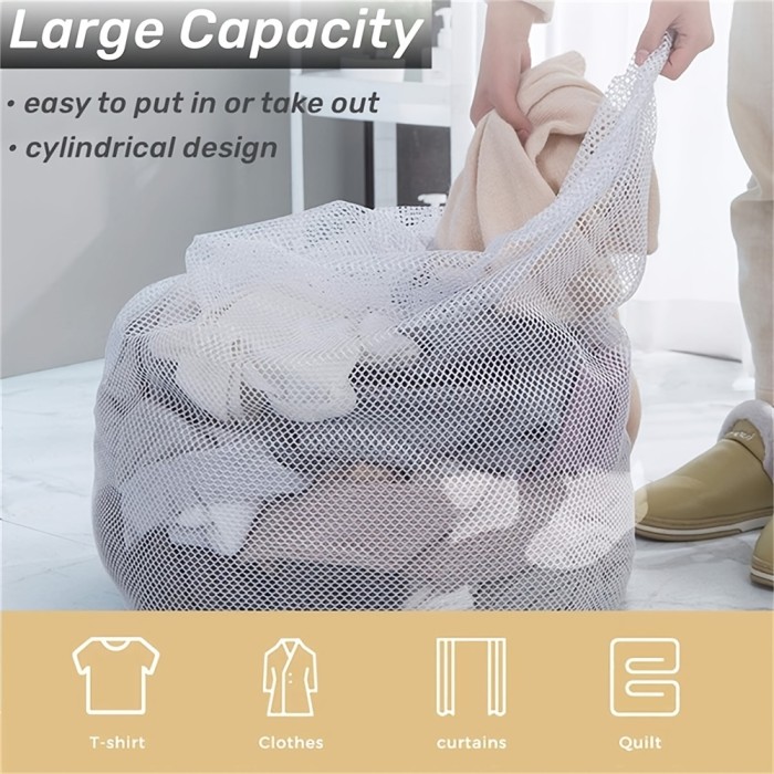 1pc Mesh Laundry Bag, Machine Washable Drawstring Design Travel Mesh Laundry Wash Bags For Blouse, Hosiery, Stockings, Underwear (4 Sizes) 80x60cm\u002F23.62inchx31.49inch