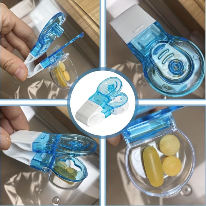 1\u002F2pcs Portable Pill Taker, Pill Cutter For Small Pills, Storage Box Medication Dispenser, For Outdoor Camping Travel