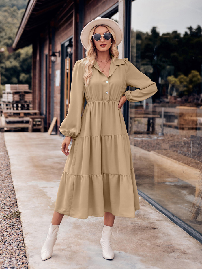 Solid Color Drawstring Waist Casual Dress main image 0