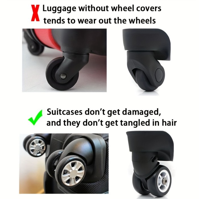 10\u002F8 Packs Luggage Suitcase Wheels Cover, Wheel Cover For Office Wheelchair, Noise Reduction Wheels Cover Office Chair, Travel Accessories