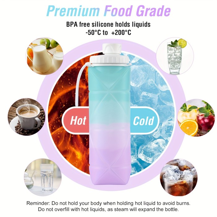 1pcs 20oz\u002F600ml Durable Collapsible Silicone Water Bottles Foldable Silicone Travel Water Bottle With Box For Gym Camping Hiking Travel