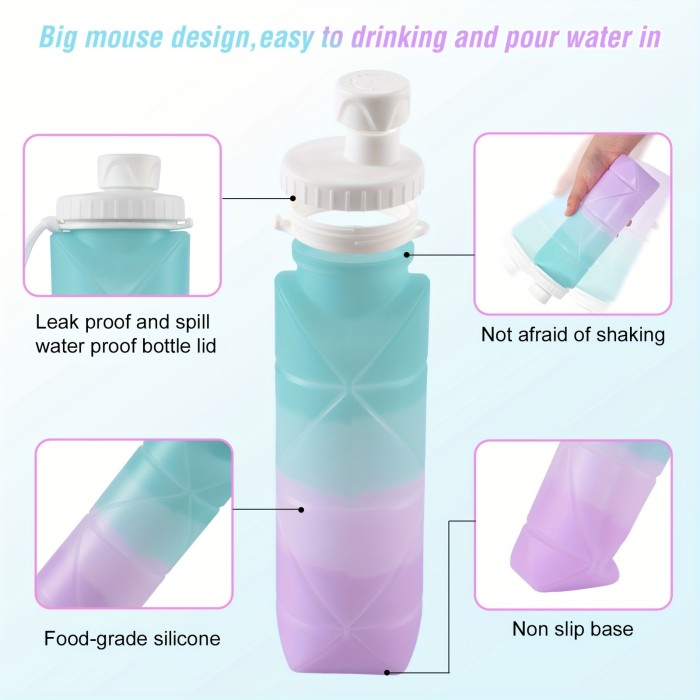 1pcs 20oz\u002F600ml Durable Collapsible Silicone Water Bottles Foldable Silicone Travel Water Bottle With Box For Gym Camping Hiking Travel