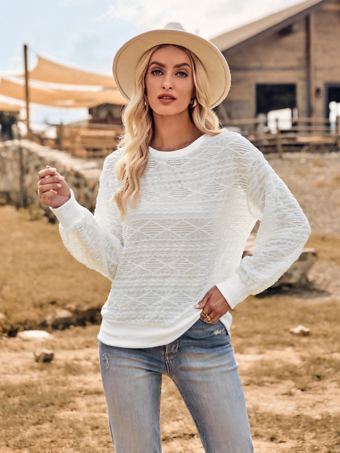 Casual New Women's Fashion Crewneck Slim Fit Long Sleeve Knit Sweatter