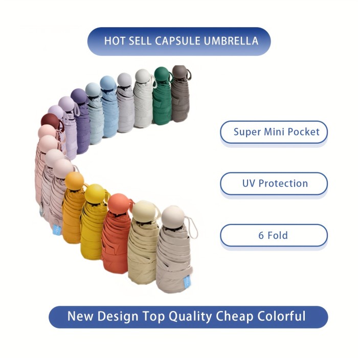 Ultralight And Compact Portable Capsule Umbrella UV Protection Umbrella Mini Five-fold Umbrella
