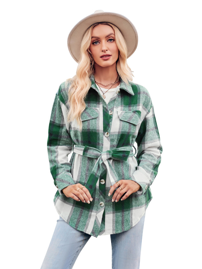 New Casual Plaid Long-sleeved Coat