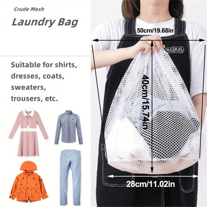 1pc Mesh Laundry Bag, Machine Washable Drawstring Design Travel Mesh Laundry Wash Bags For Blouse, Hosiery, Stockings, Underwear (4 Sizes) 80x60cm\u002F23.62inchx31.49inch