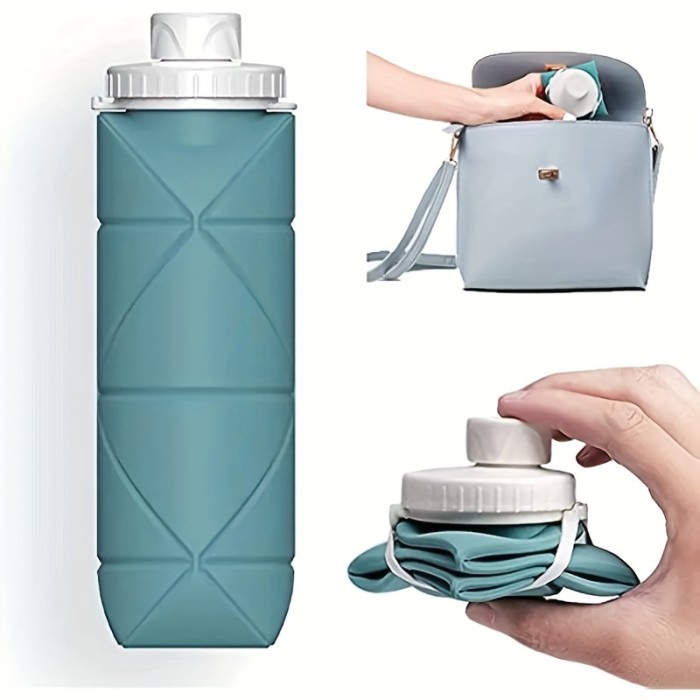 1pcs 20oz\u002F600ml Durable Collapsible Silicone Water Bottles Foldable Silicone Travel Water Bottle With Box For Gym Camping Hiking Travel